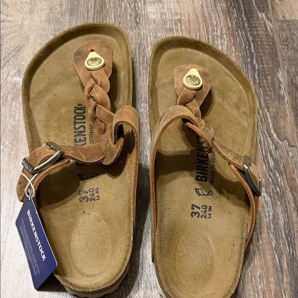 Birkenstock Tan Leather Braided Sandals - Picture 5 of 6